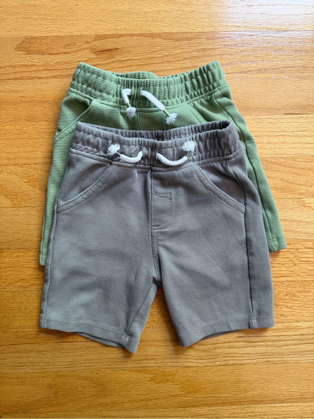 Little Lad Kids Casual Drawstring Shorts 2 pk - Green and Gray